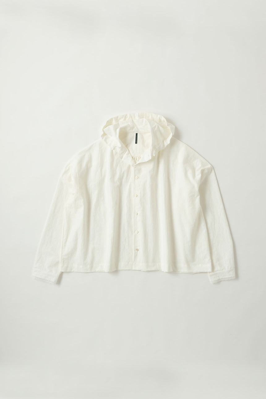 No.06/Cotton herringbone フードワイドシャツ