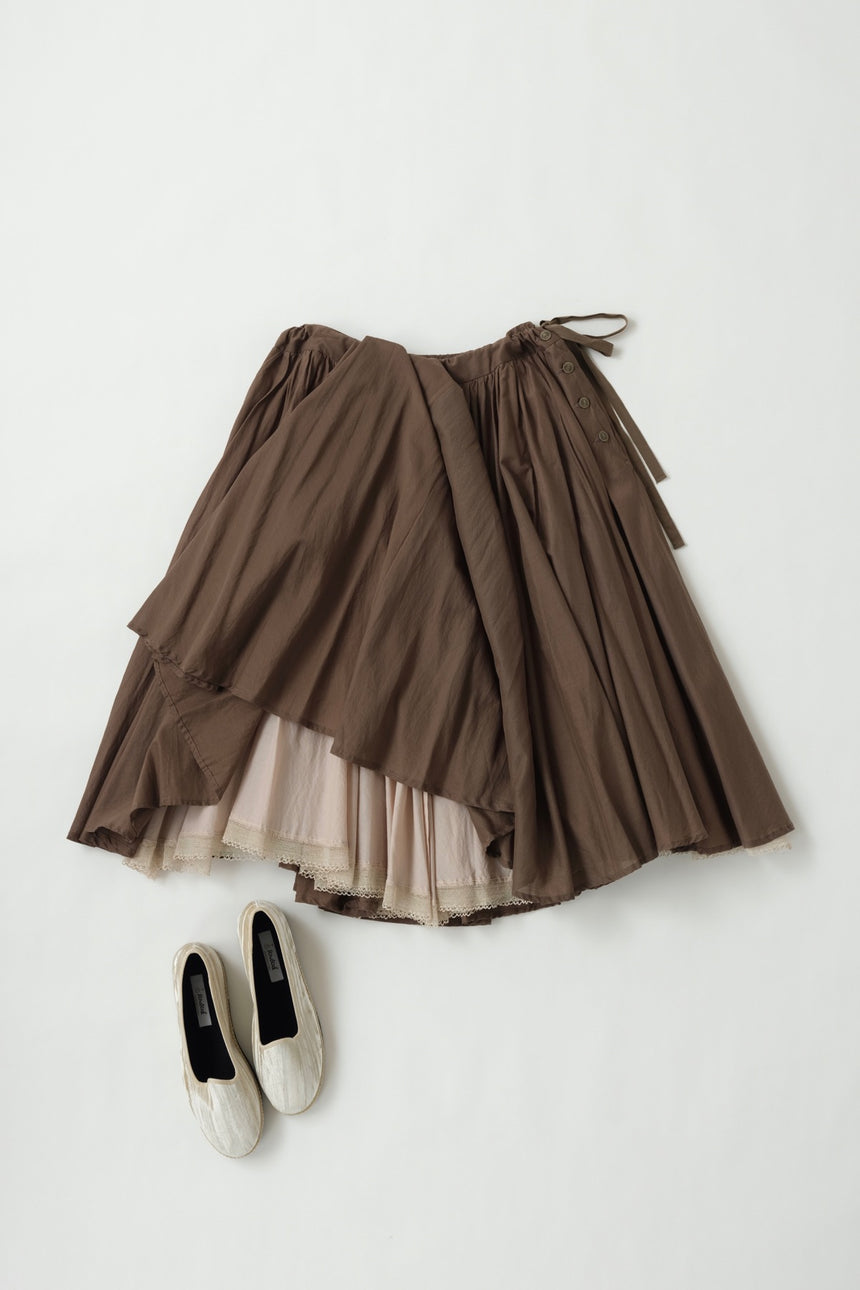 【直営店限定】サーキュラースカート (khaki gray x beige pink)