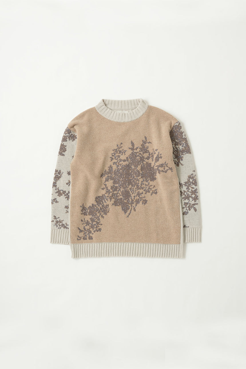 中庭の花々 花柄ニットセーター