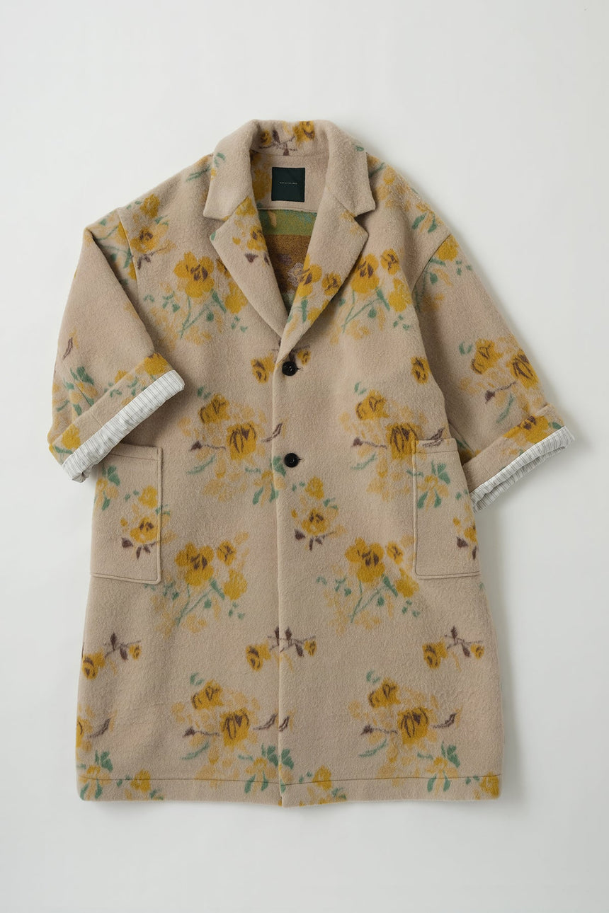 No.11/ Wool flower JQ ワイドスリーブ コート(beige×yellow)