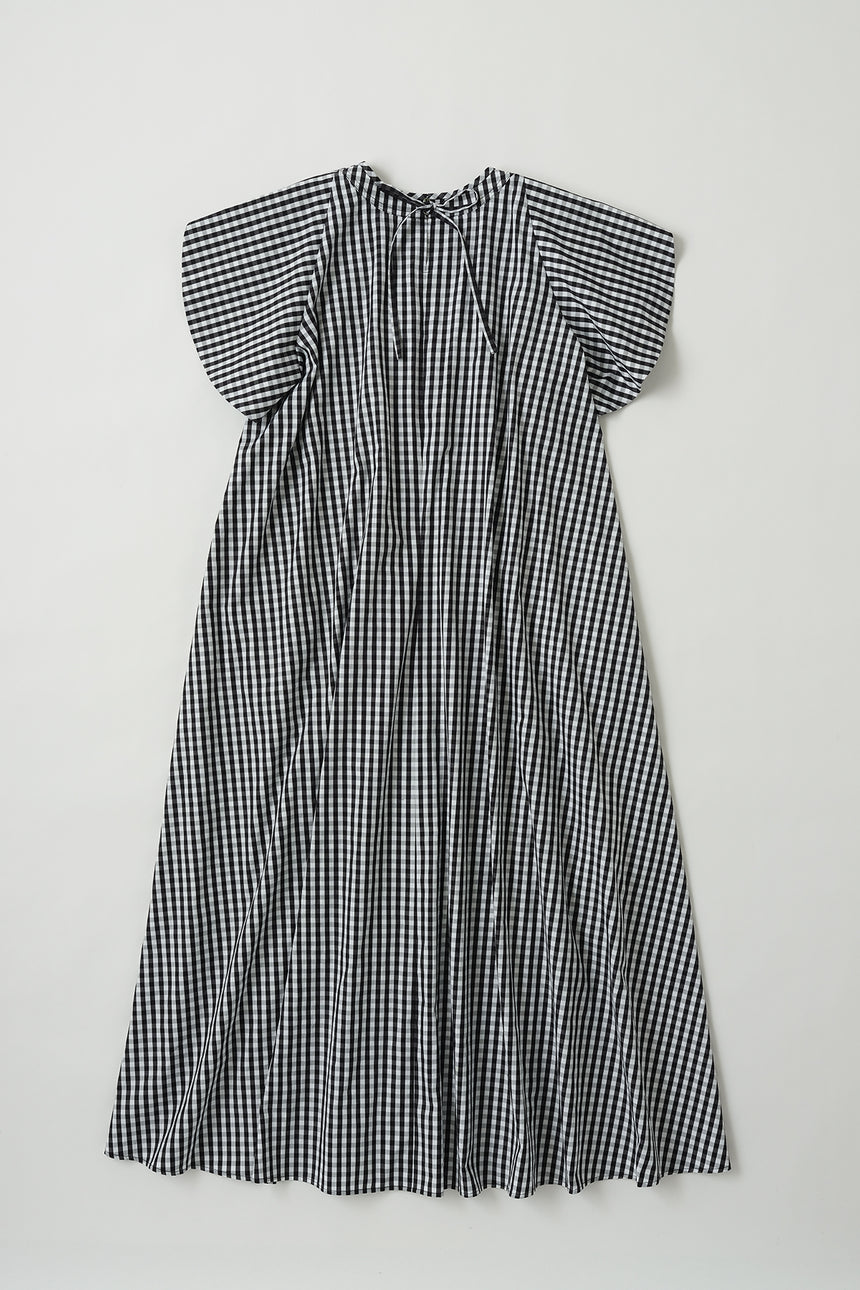 No.01/Gingham ケープスリーブ ギャザードレス