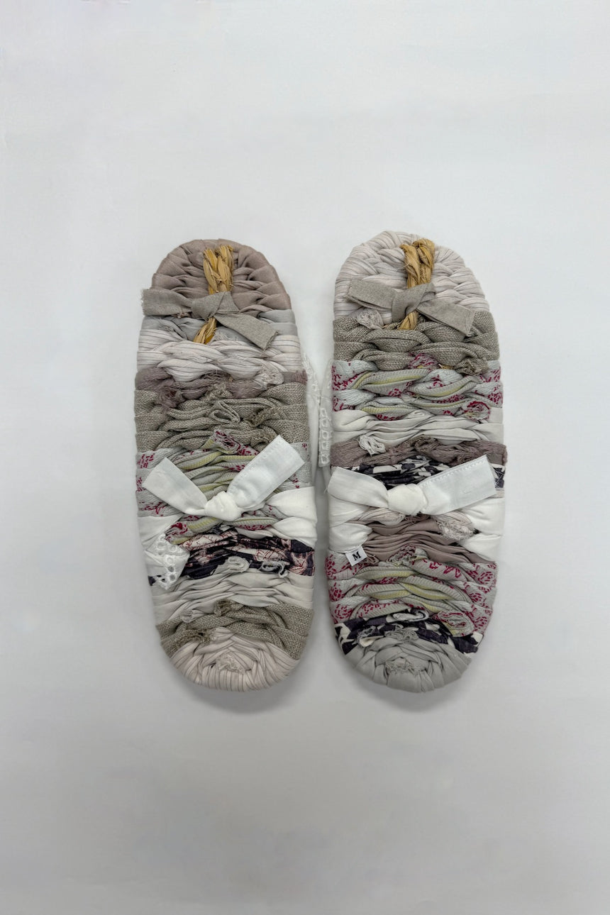 【SHOPオリジナル1点もの】裂編みぞうりサンダル(pale colors mix:M)