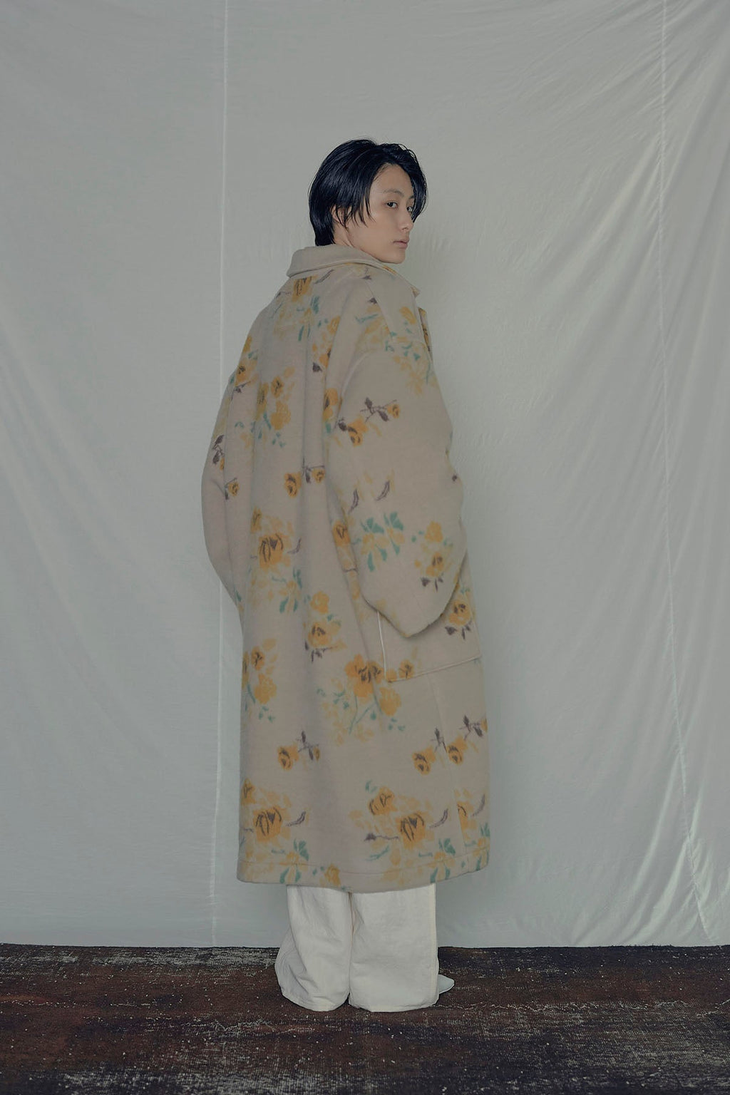 No.11/ Wool flower JQ ワイドスリーブ コート（beige×yellow） – GASA