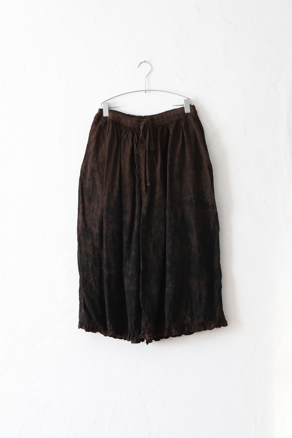 GASA ガサ 想像と創造ギャザーフリルパンツ brown + black GASA ガサ 想像と創造ギャザーフリルパンツ brown + black