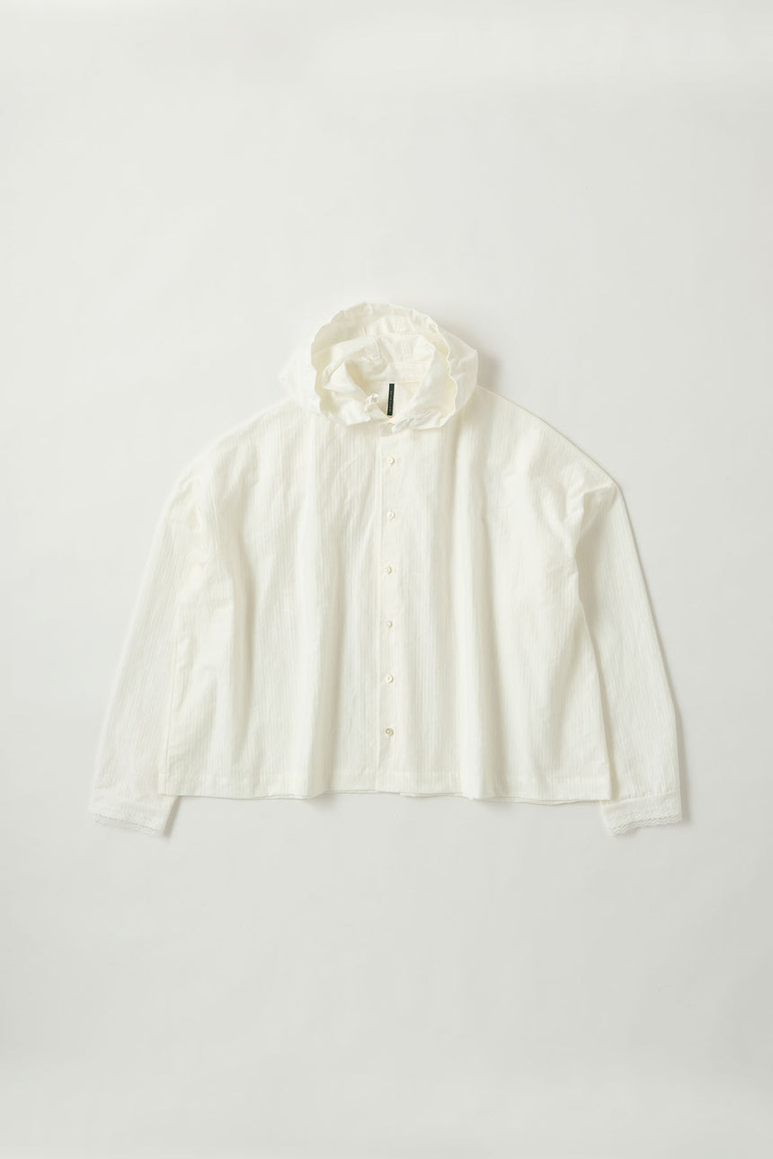 No.06/Cotton herringbone フードワイドシャツ
