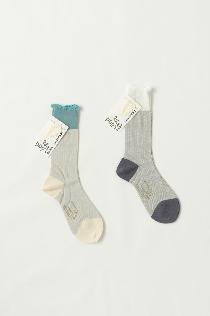 ANTIPAST×GASA* ショートソックス (cream×blue)