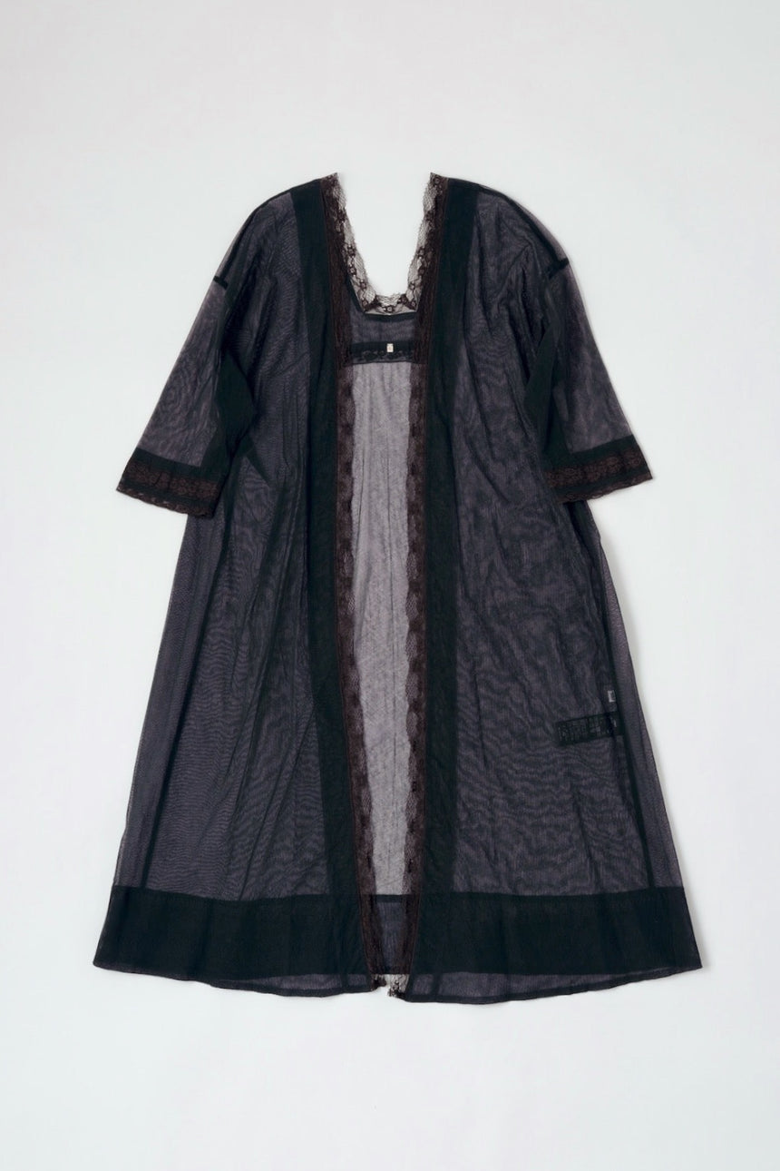 白く透ける玉    ノースリーブワンピース (black)