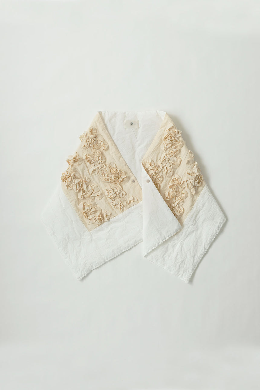花嫁の刺繍　大判刺繍ショール（ecru＋off white）