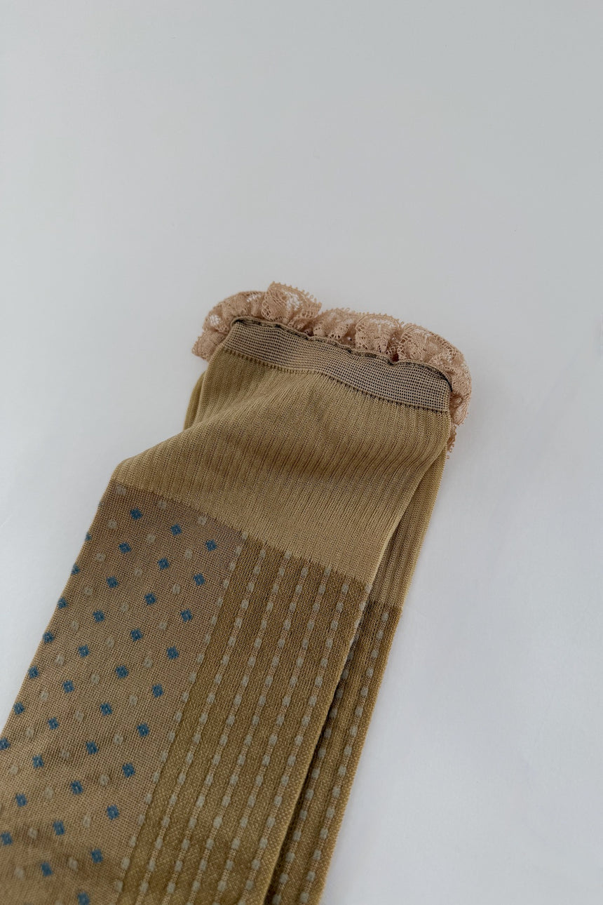 ANTIPAST×GASA*　軽やかな　メンズ風 レースクルーソックス