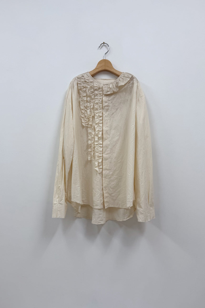 未入荷：輝きの余白　フリルシャツ (箔プリント)