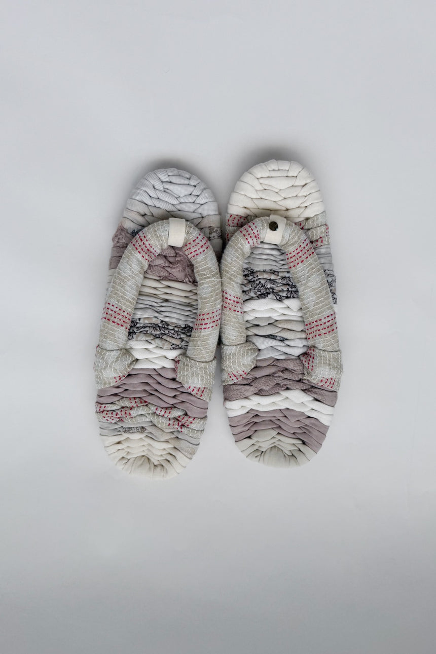 【SHOPオリジナル1点もの】裂編みぞうりサンダル（pale colors mix：M）