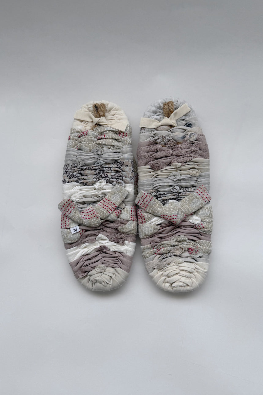 【SHOPオリジナル1点もの】裂編みぞうりサンダル（pale colors mix：M）