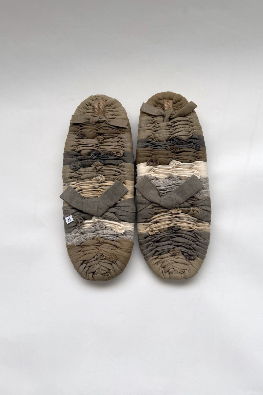 【SHOPオリジナル1点もの】裂編みぞうりサンダル（pale natural mix：M）