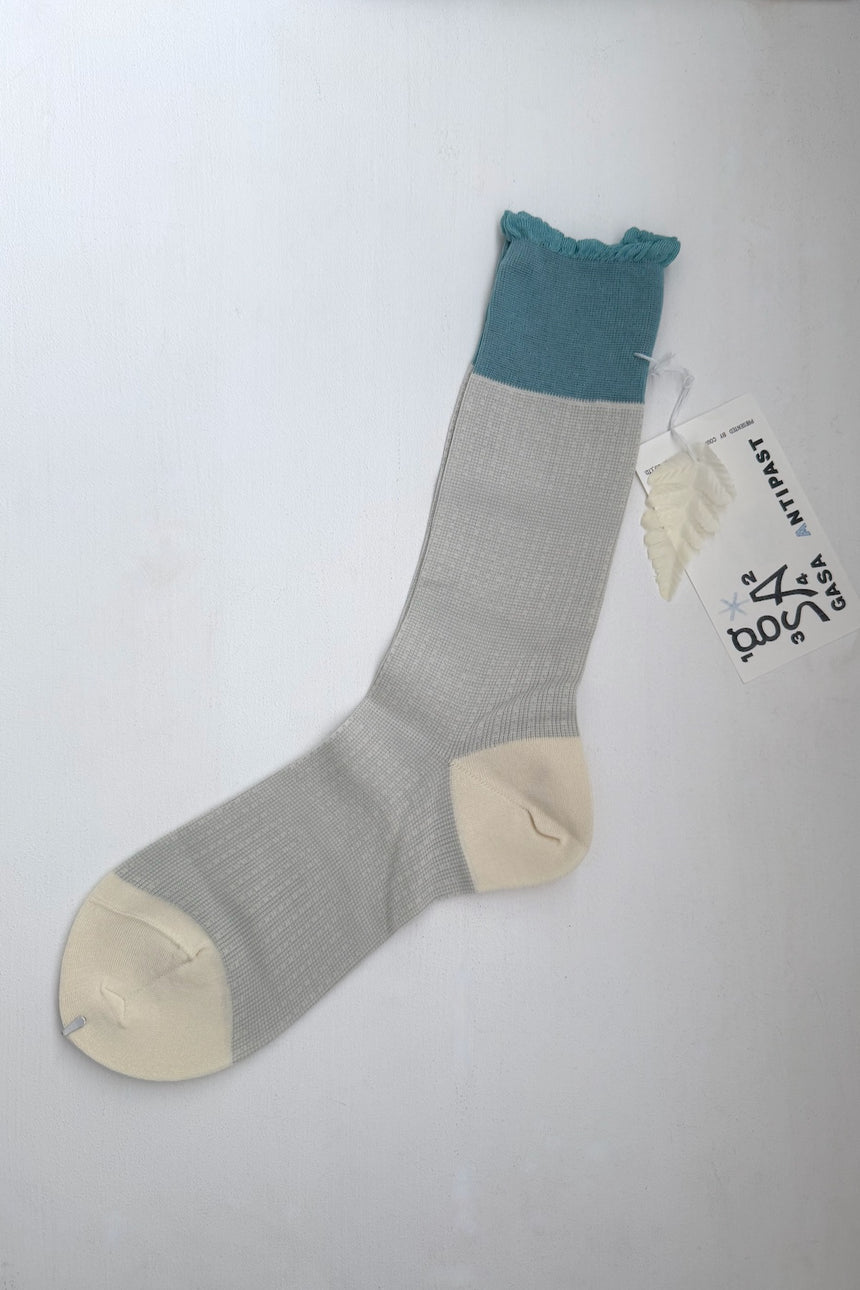 ANTIPAST×GASA* ショートソックス (cream×blue)