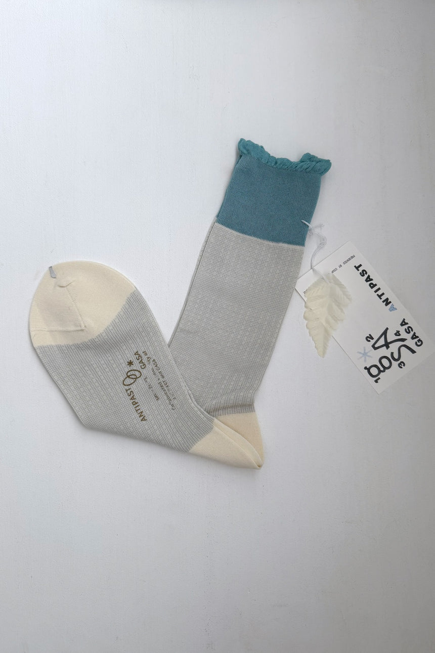 ANTIPAST×GASA* ショートソックス (cream×blue)