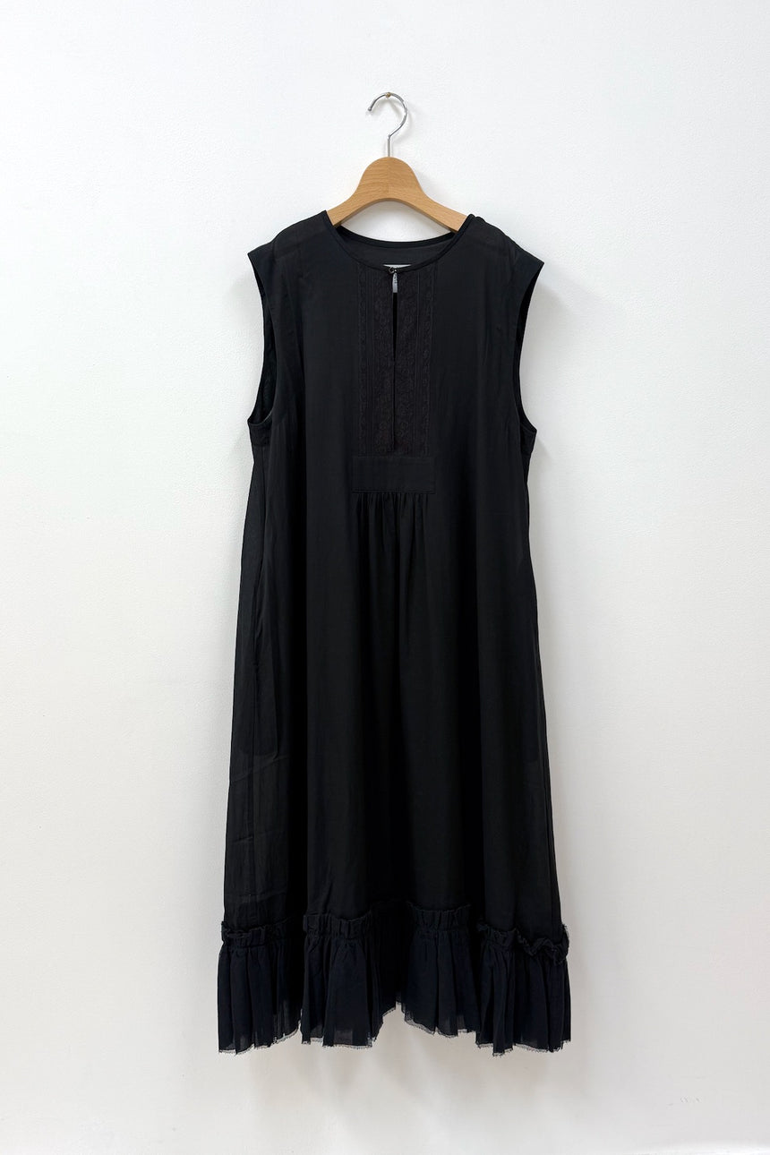 白く透ける玉    ノースリーブワンピース (black)