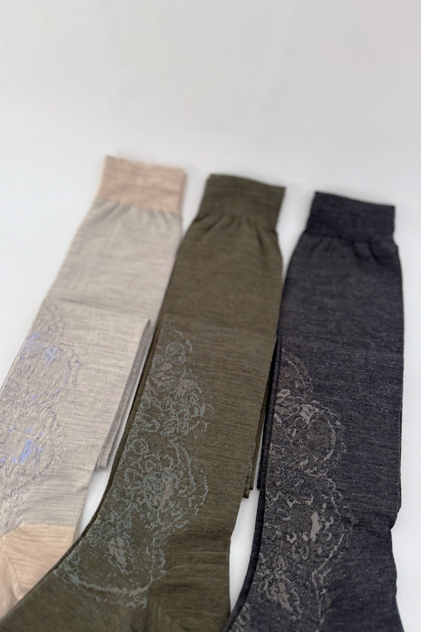 ANTIPAST×GASA*　雲透き　レース柄ニーハイソックス