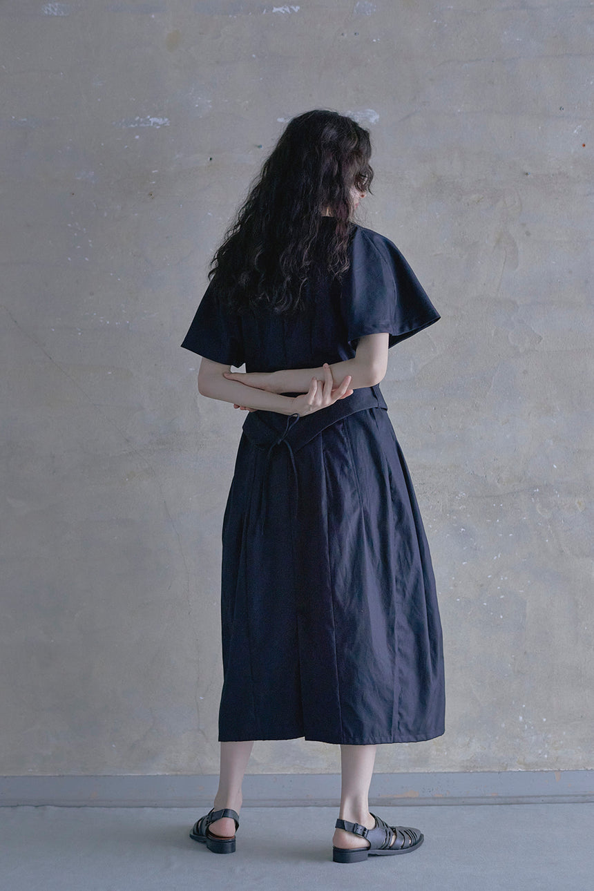 No.05/BK Oxford スカーフドレス（black+black）