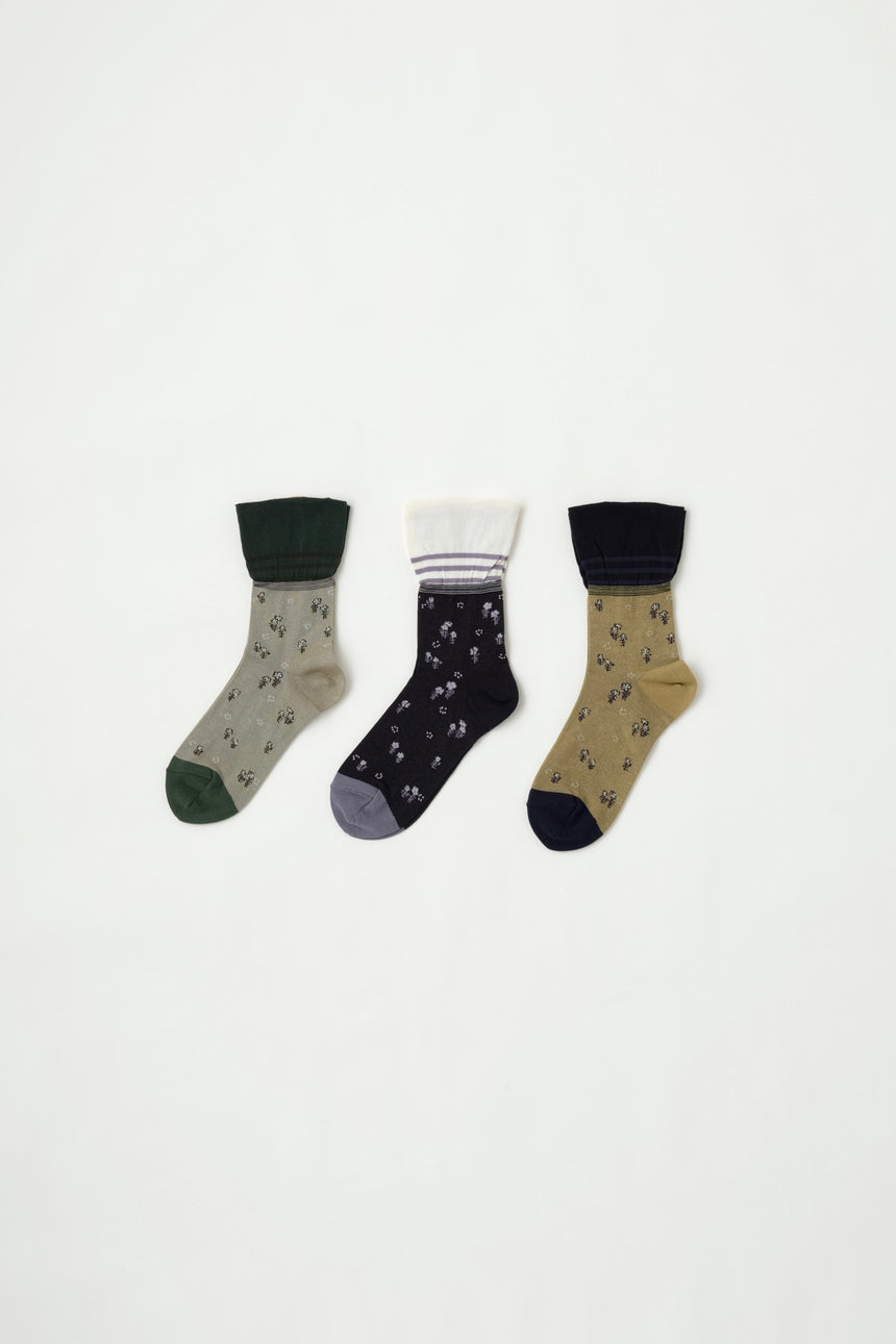 ANTIPAST×GASA*　小花柄ボーダー靴下